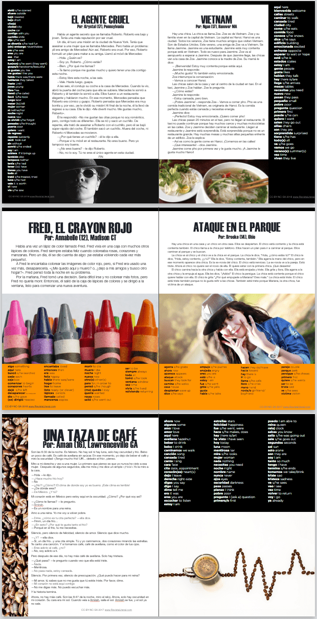 Revista LITERAL is a free e-zine featuring original stories from Spanish students around the world!